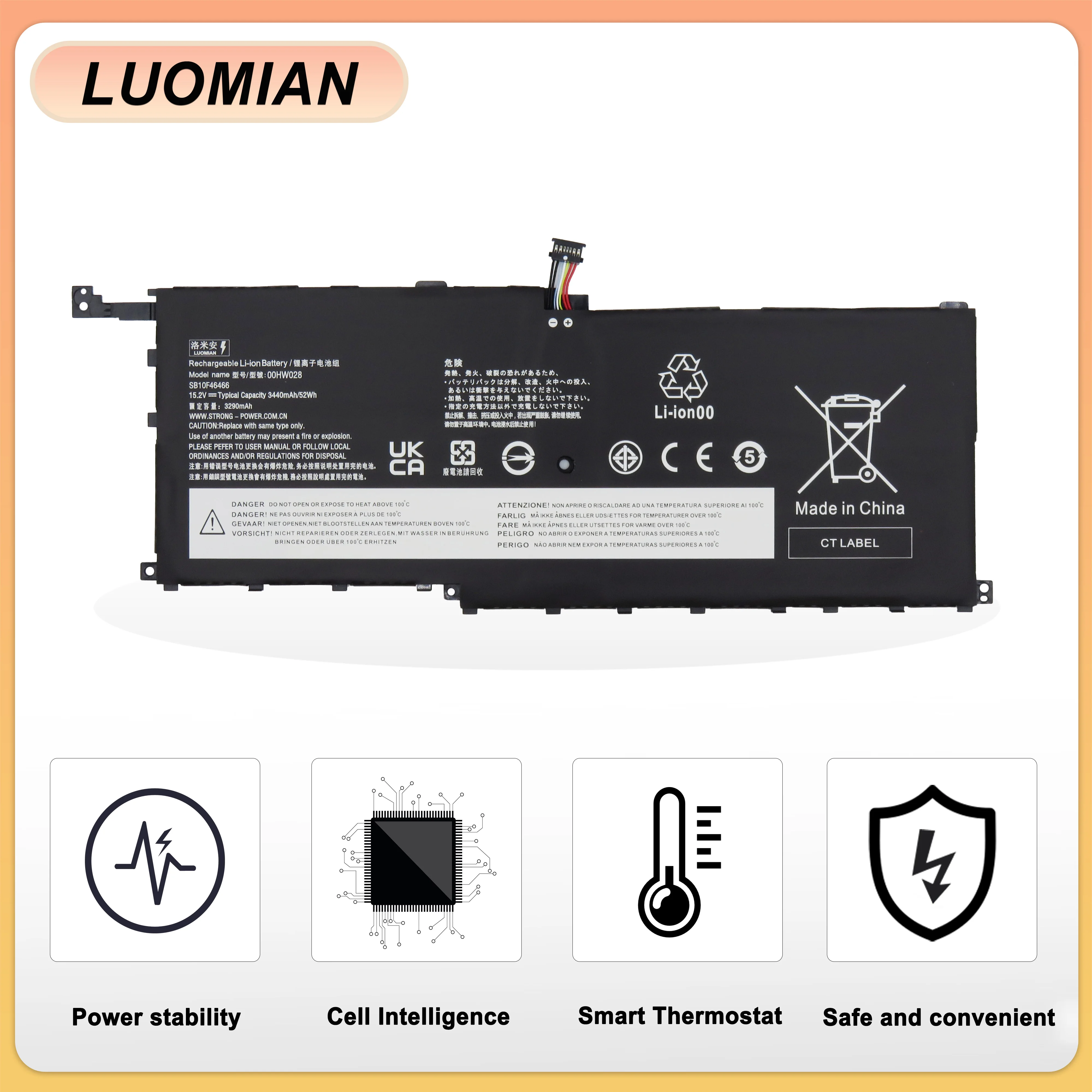LUOMIAN 00HW028 Laptop  Battery for Lenovo ThinkPad X1 Yoga Carbon 4th Gen 2016 X1C 01AV410 01AV438 01AV409 01AV439 SB10K97566