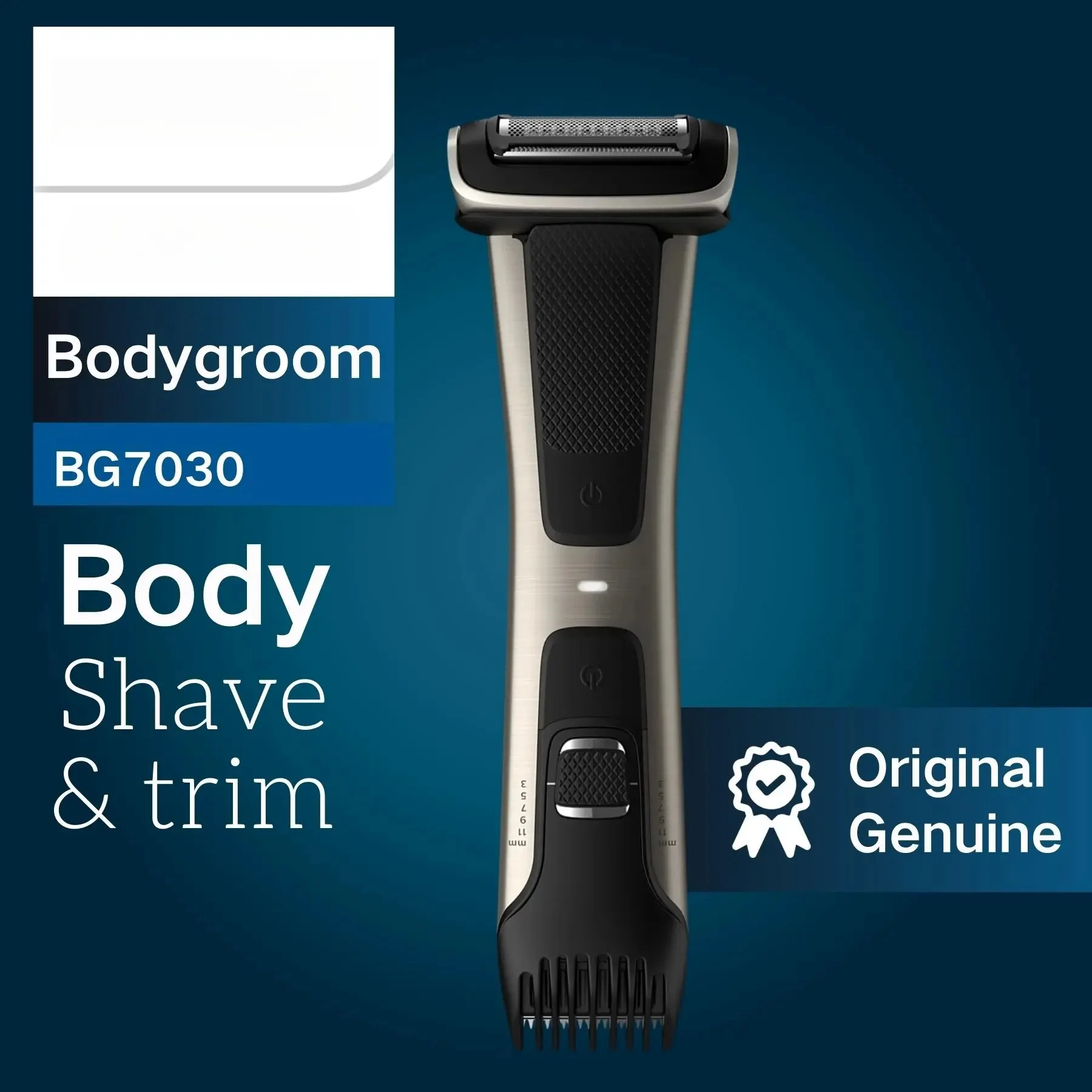 Philips Norelco Bodygroom Series 7000 BG7030, Adjustable Comb, 3-11mm, ContourFollowing 4D Shaver, 80 Min Cordless Use