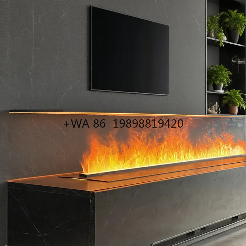 Remote APP Control Indoor Water Fireplace Flame Humidifier LED Flame Colors 3D Vapor Steam Fireplace
