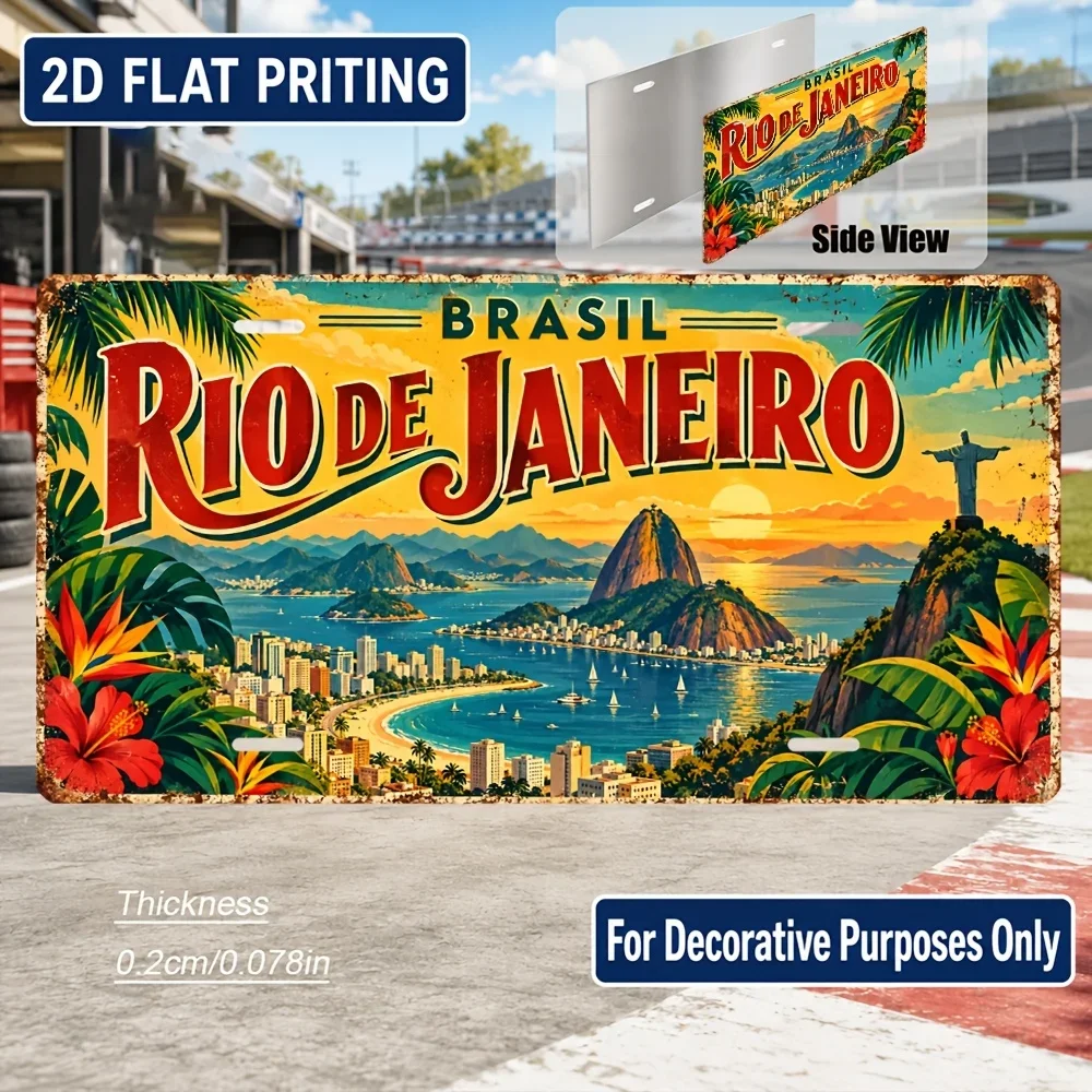 2D Flat - 【2D Flat】 2D Flat - [2D Flat] 2D Flat, 1pc, Rio De Janeiro Theme Retro Plaque, for Decoration Solely, Home Decor, B