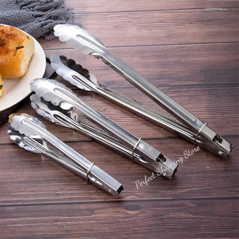 Kitchen Food Stainless Steel Tong Tool Heat Bread Salad BBQ Cooking Serving Utensil Bead Clip Clamp Meat Barbecue Tools Buffet