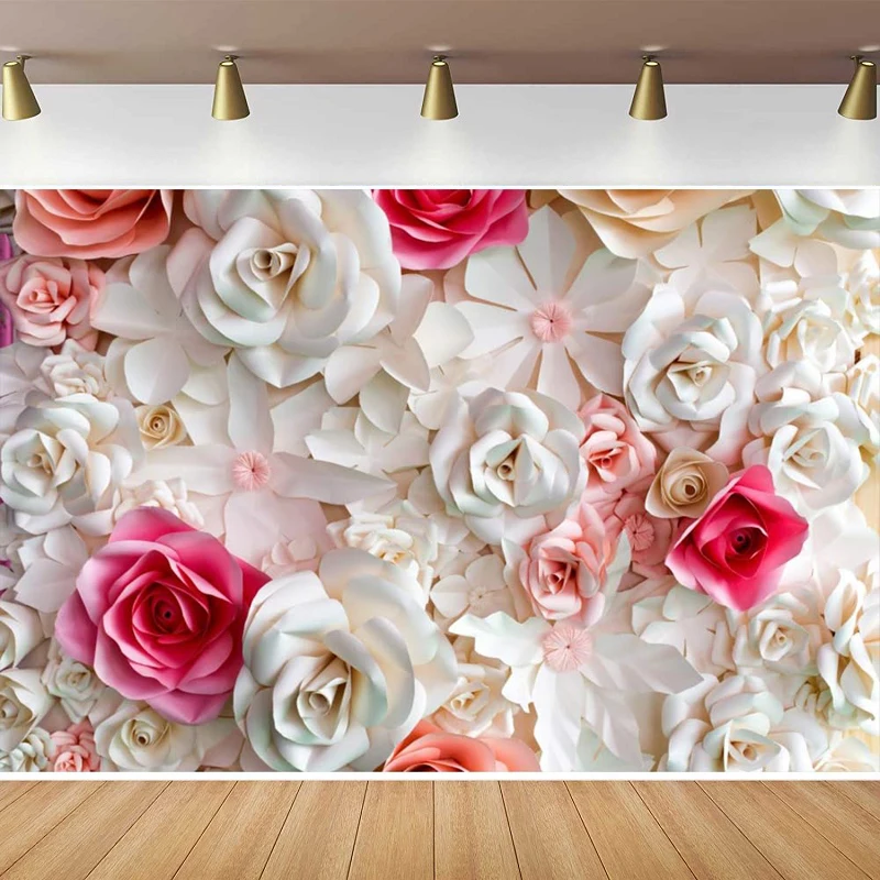 Pink And White Paper Flowers Photography Backdrop Paper Flower Wall Gorgeous Wedding Flower Beautiful Bride Newborn Background