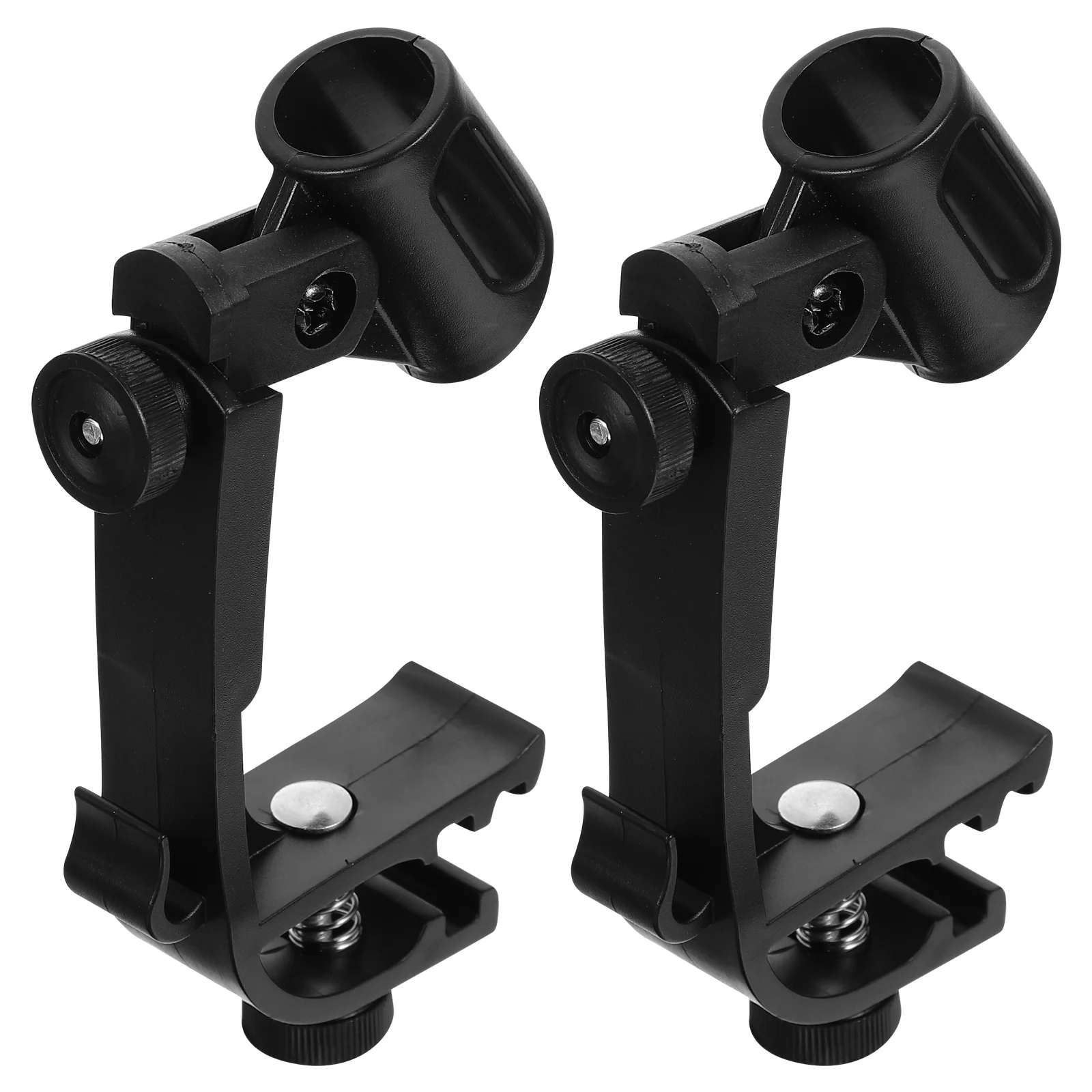 2 Pcs Microphone Clip Cowbell Mount Stand Drum Bracket Set Holder Rim Anti-shock Plastic Clamp Handheld