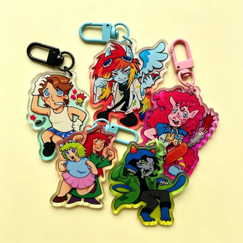 Humanized Pony Style Acrylic Keychain Cute Streamer Character Pendant Kawaii Cartoon Keyring Collectible Gift for Animation Fans