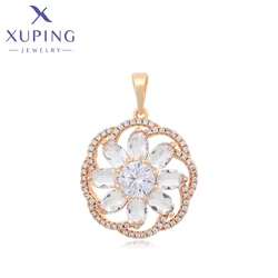 Xuping Jewelry Fashion Charm Big Flower Shaped Gold Color Chain Pendant Necklaces for Women Girl Trendy Copper Alloy A00917302