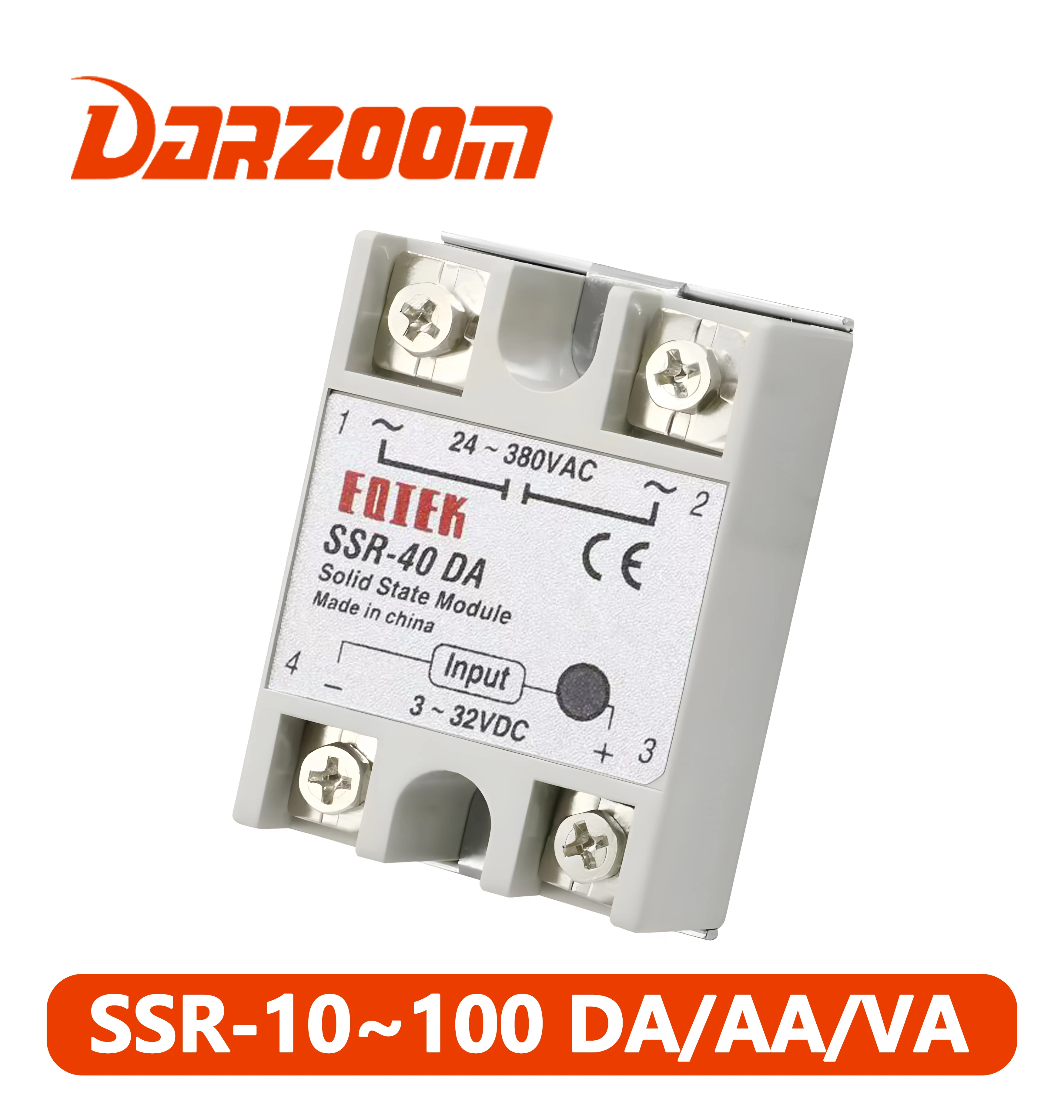 SSR-10/25/40/60/80/100 DA/AA/DD Solid State Relay Module 220V 3-32V Input DC 24-380V AC Output Relay SSR HeatSink SSR