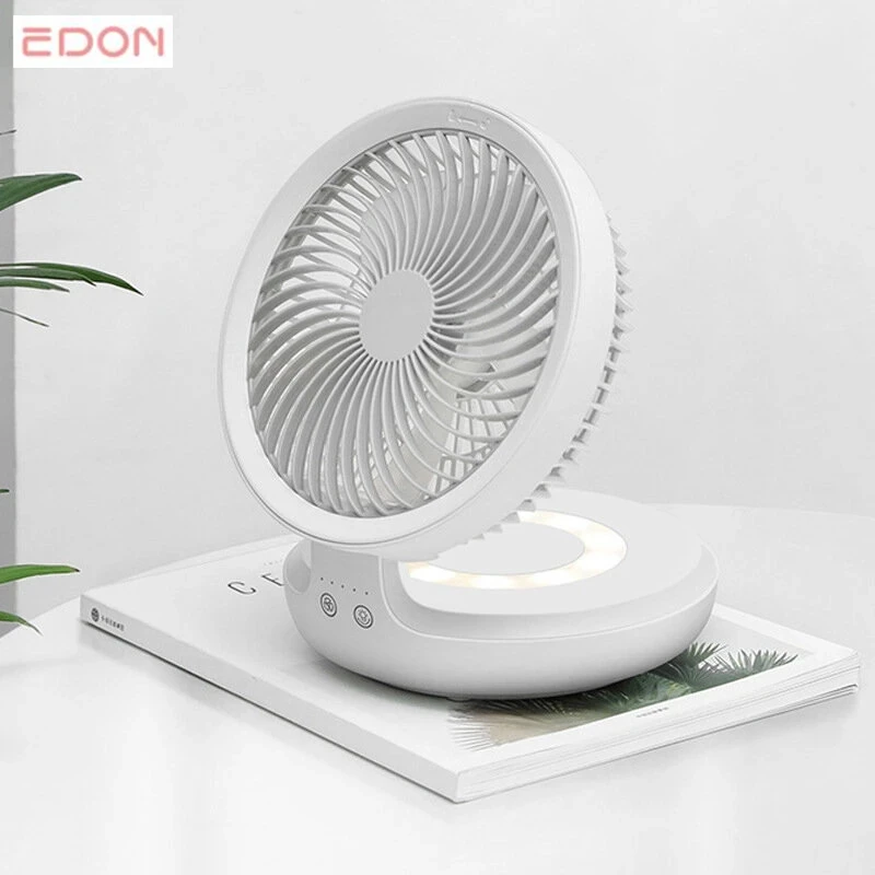 Edon E808 Wireless Suspended Air Circulation Fan USB Rechargeable Folding Electric Fan Night Light Touch Control 4 Wind Speed