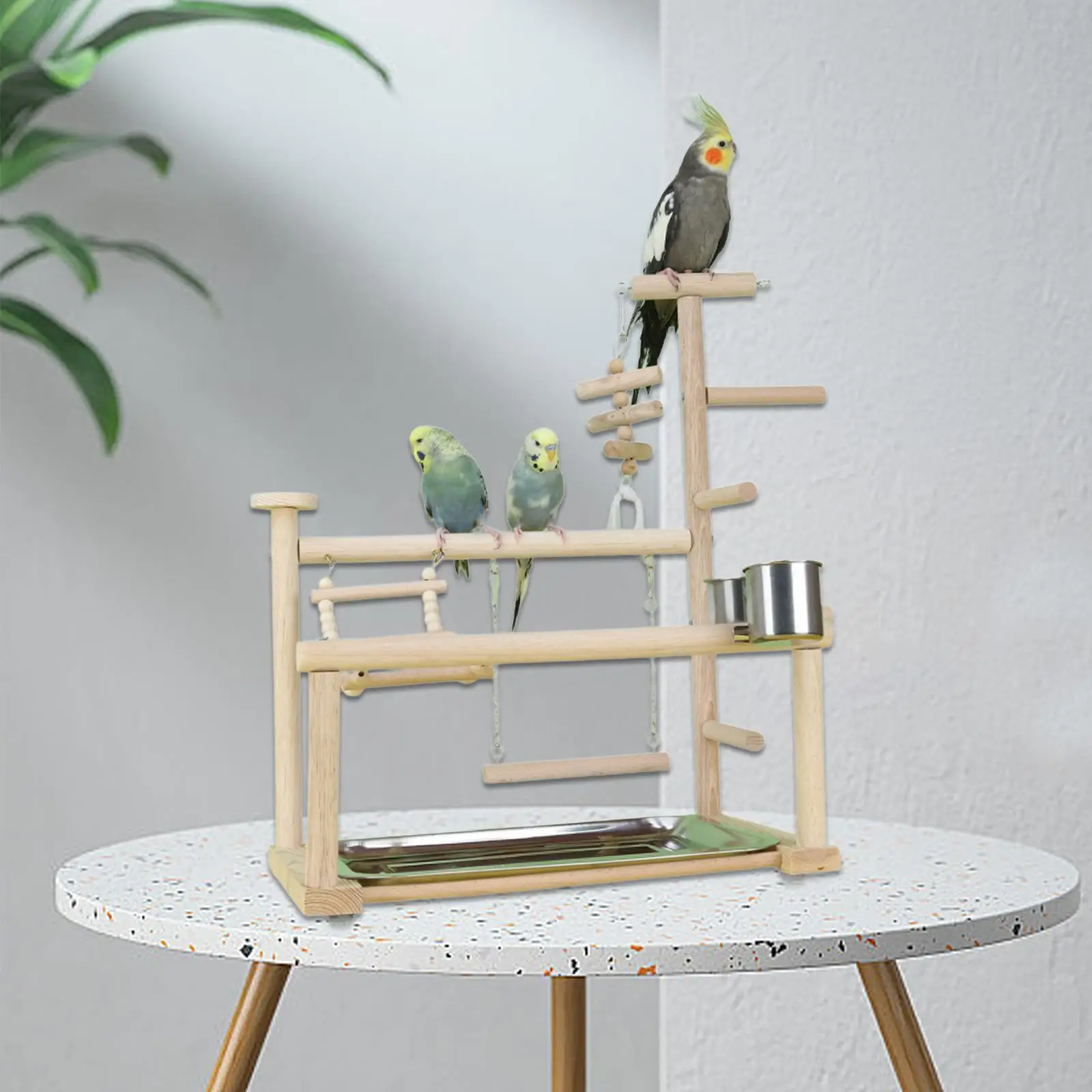 Solid Wood Parrot Playground, Parrot Climbing Frame Parakeet Bird Play Stand, Parrot Playstand,