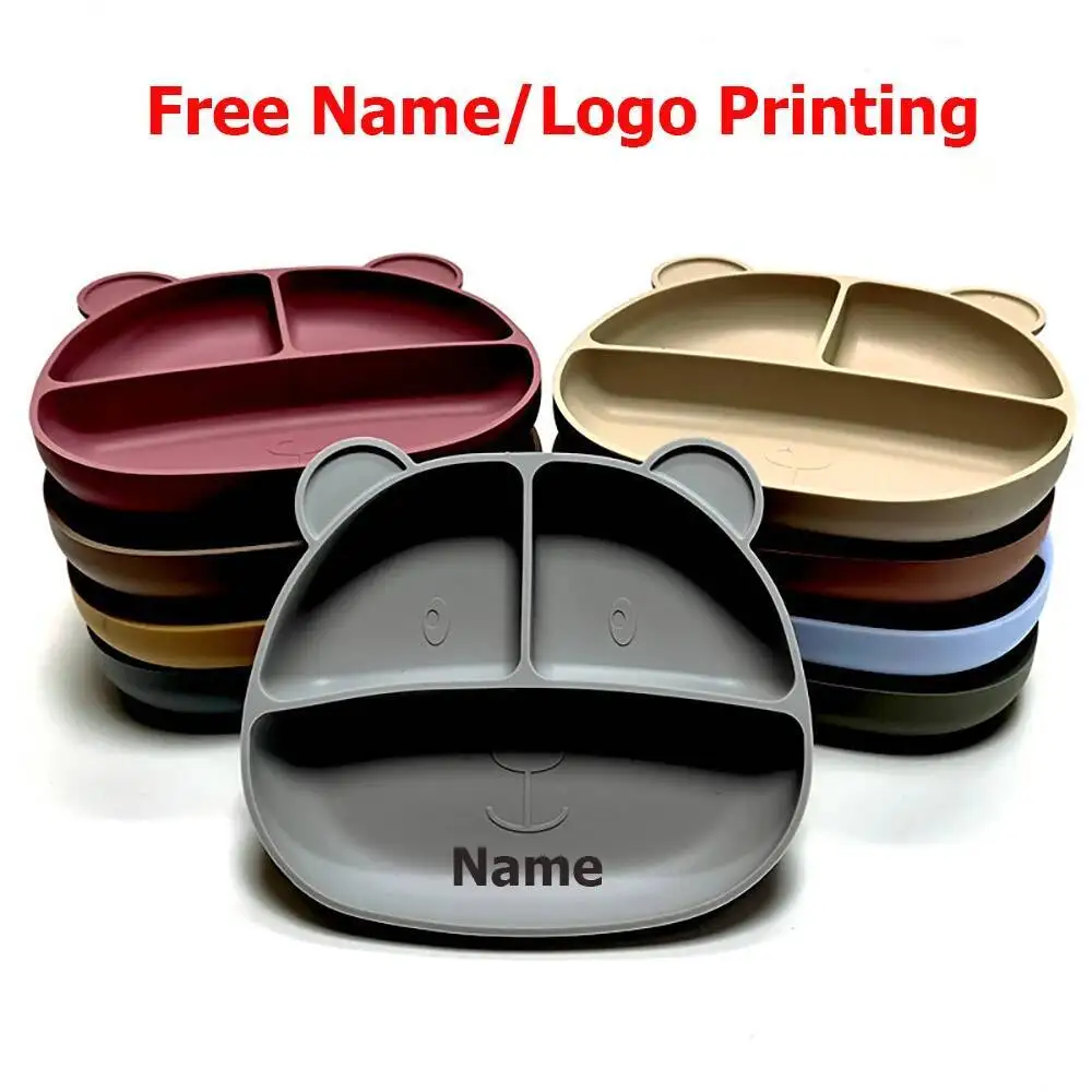 

Free Name Printing Baby Children's Bowl Bear-Shaped Bottom Suction Cup Tableware Silicone Material Personalized Gift