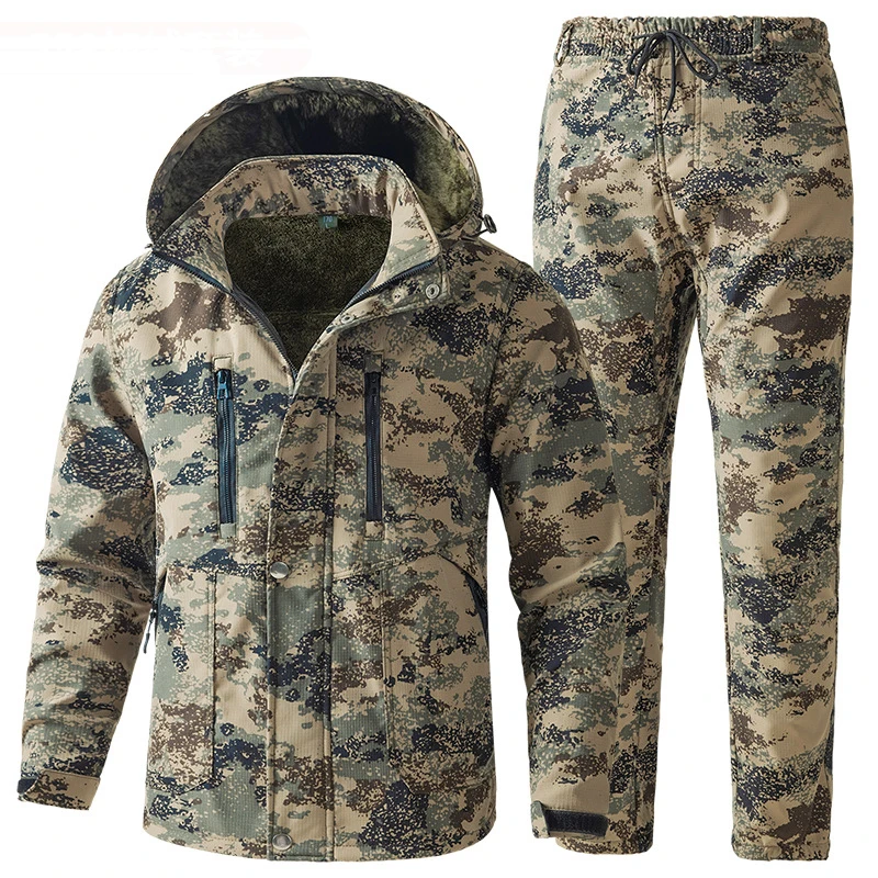 Winter Men Hiking Thermal Sets Man Waterproof Work Tactical Suits Men Jackets + Pants 2 Pieces Warm Climbing Windbreaker Suits