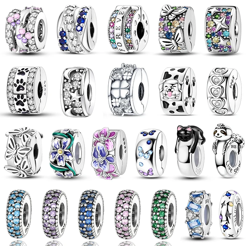 

Бусины-шармы из серебра S925 с разноцветными цирконами в виде звезд, бабочек и кошек, с застежкой-карабином, подходят для браслетов 3 мм, для женских украшений DIY, подарки