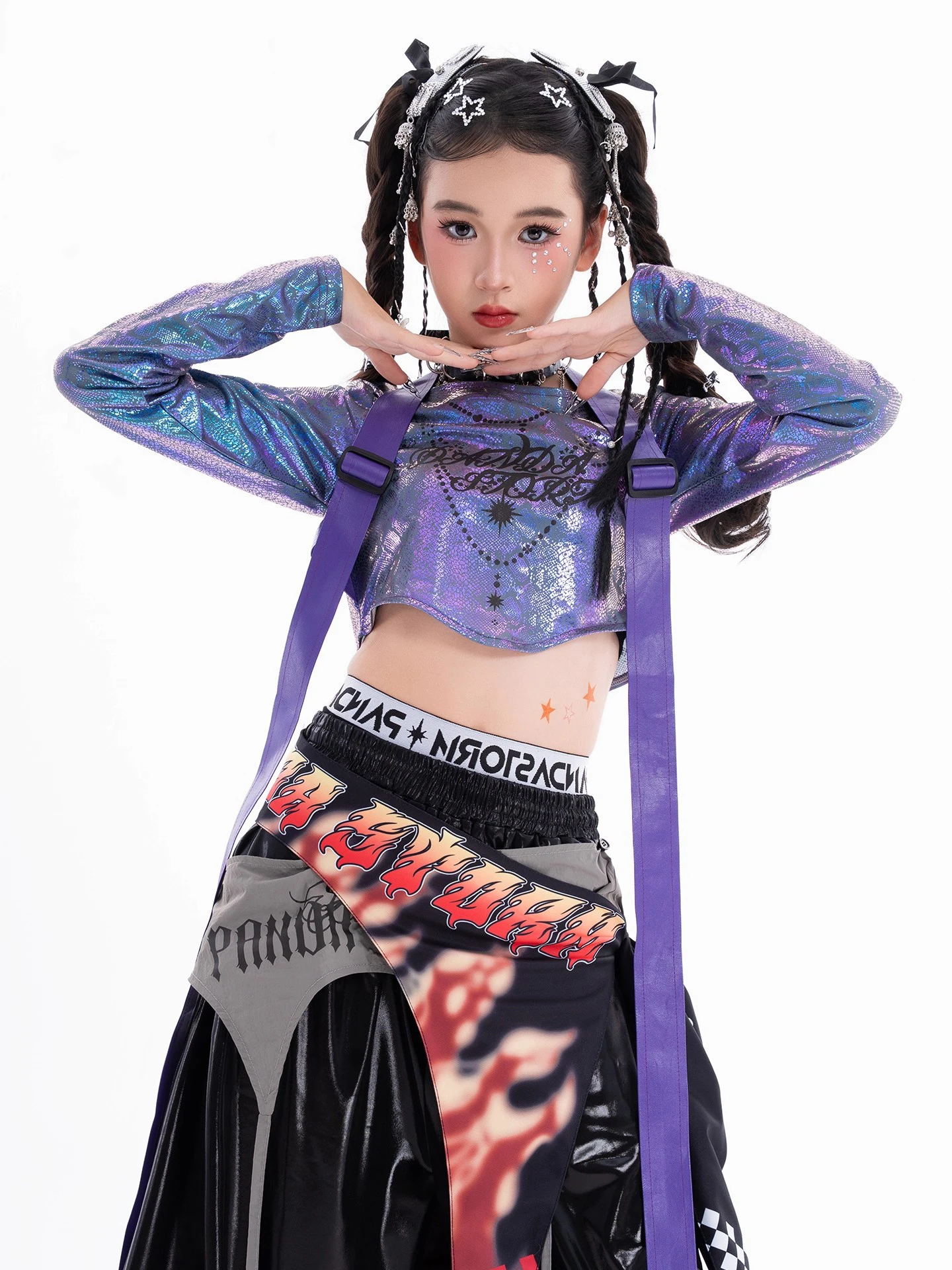 2025 Kpop Abiti da ballo Kid Jazz Danza Performance Costume per ragazze Streetwear Hip Hop Abiti di scena Passerella Usura DN22035