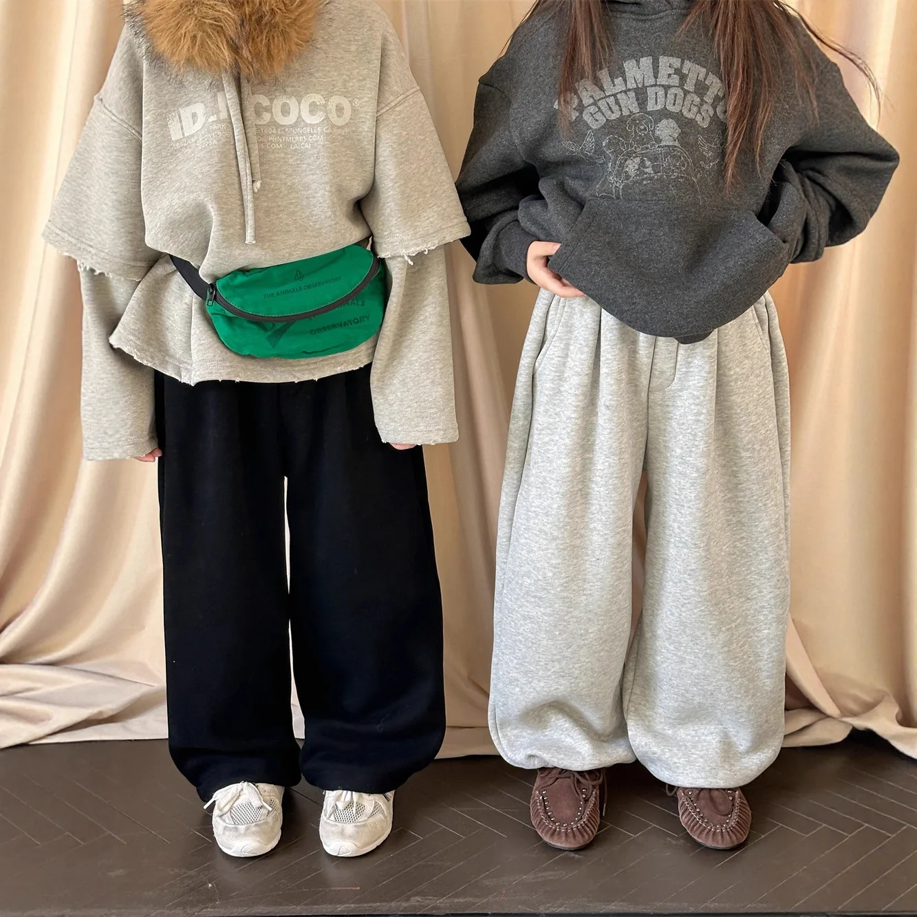 Boys' Versatile Warm Alpaca Wool Casual Pants Trendy Children's Plush Thick Sanitary Pants