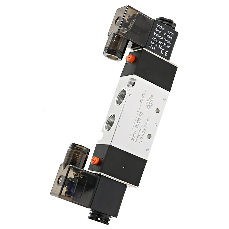 1PCS 4V320-10 2 Position 5 Way Pneumatic Solenoid Valve, 3/8