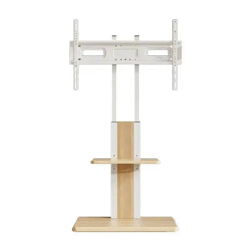 TV Floor All-in-one Movable Stand, Standing Machine with Wheels, Universal Adjustable Solid Wood Hanging Stand, TV Display Stand