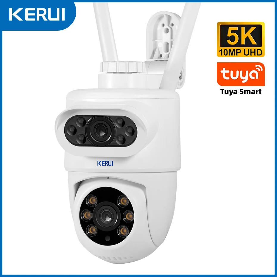 KERUI Outdoor 10MP 5K HD Dual Lens WiFi IP Camera PTZ Draadloze Home Security CCTV Videobewaking Bewegingsdetectie Gebruik Tuya