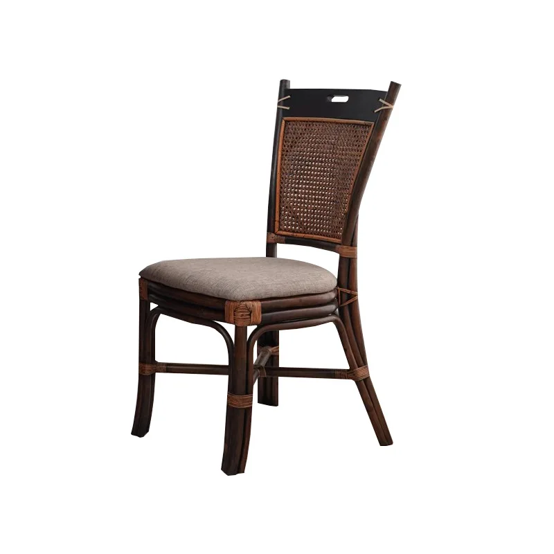 

Indonesian true rattan chair medieval solid wood rattan dining American book chair homestay back home restaurant sin