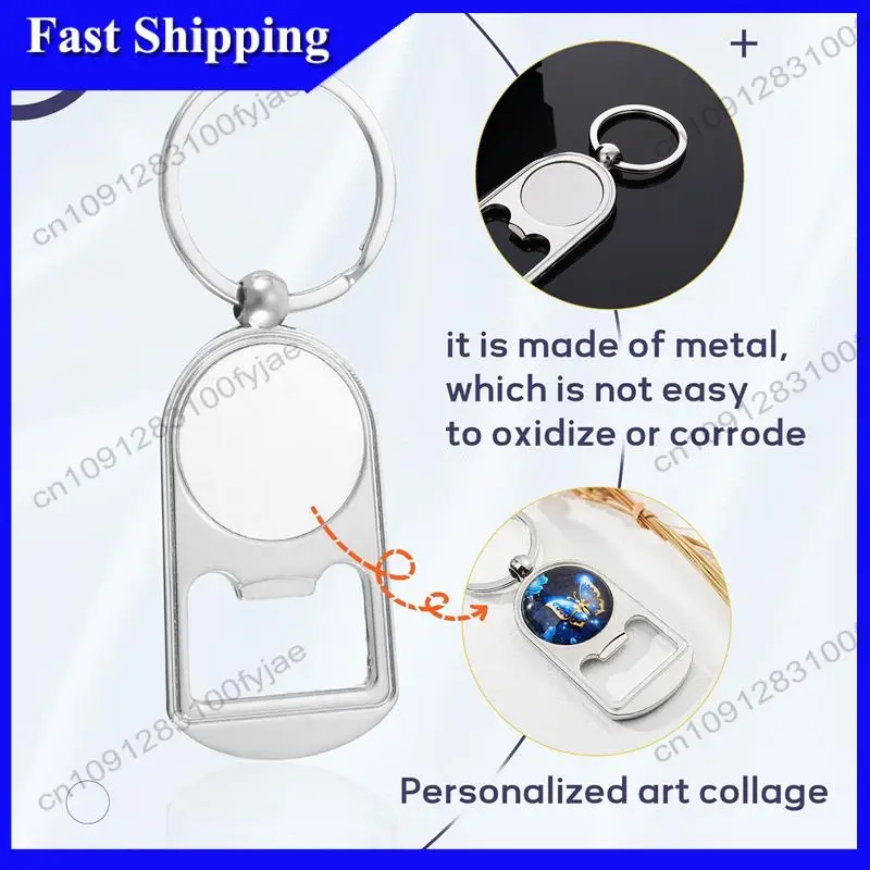 

-X07A 10 Pcs Sublimation Blank Keychain Metal Bottle Opener Blank Key Ring Heat Transfer Rectangular Sublimation Keychain