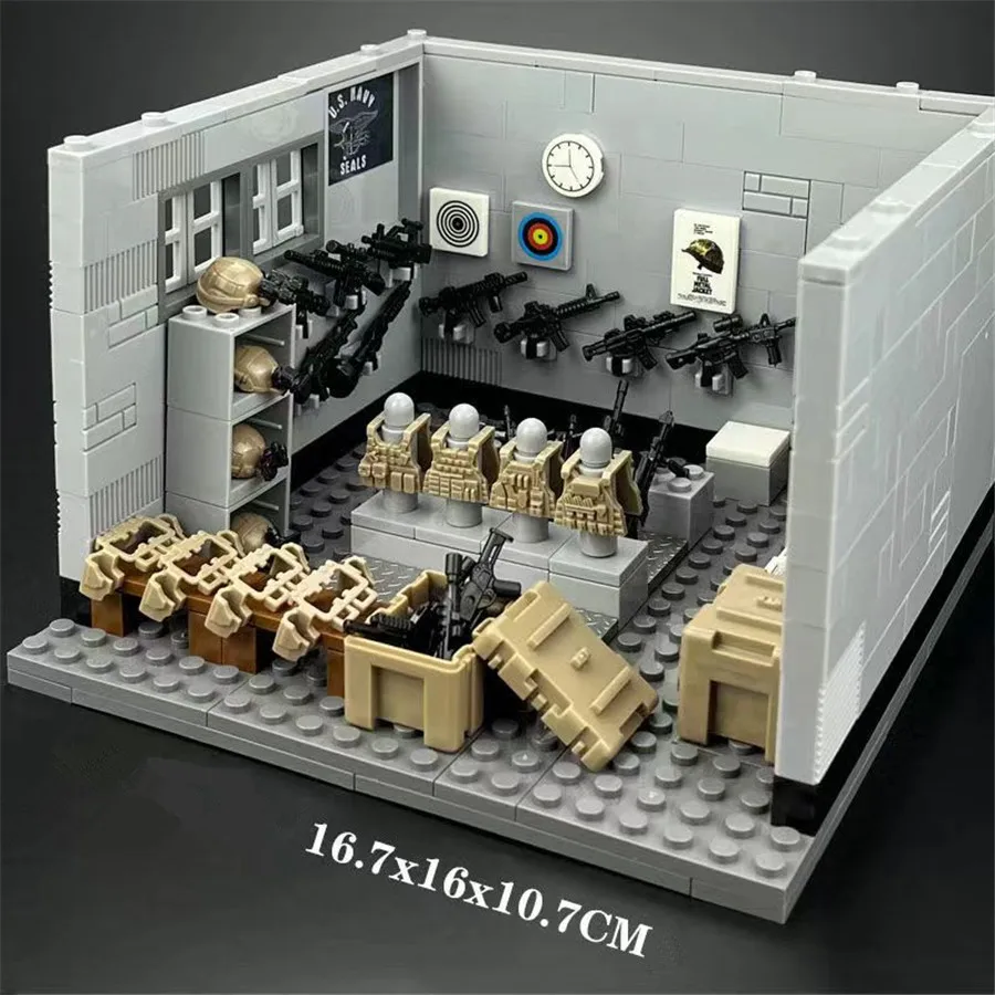 MOC Building Blocks Military Weapon Armory Weapon Rack Model SWAT Force Equipment Accessories Set Bricks Toys for Kids