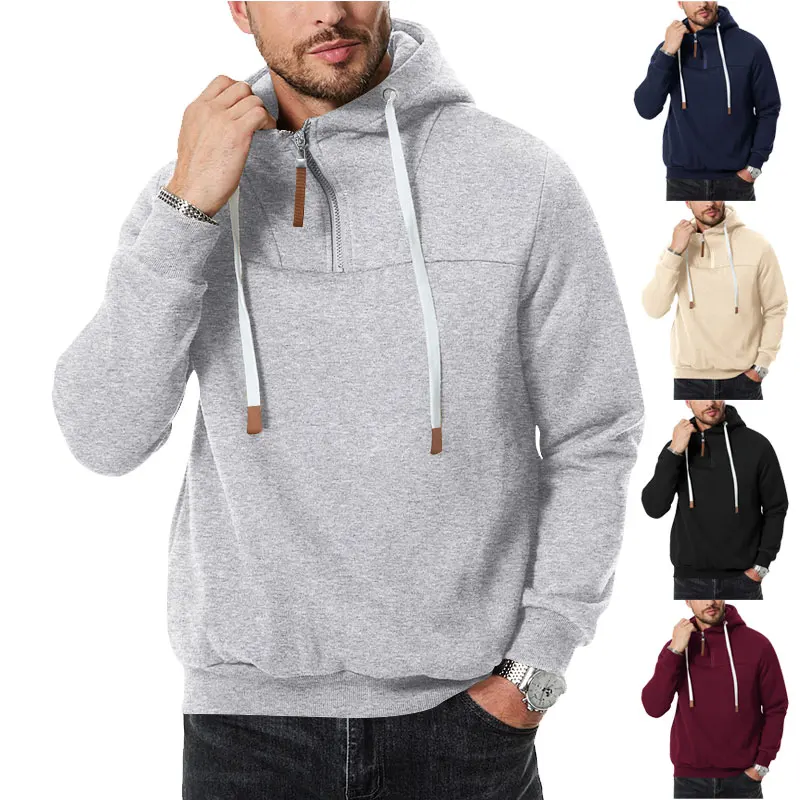 2024 Autumn and Winter Heavy Hooded Sweater Men's American Style Thickened Casual Street Loose-Fitting Hoodie Men's clothing