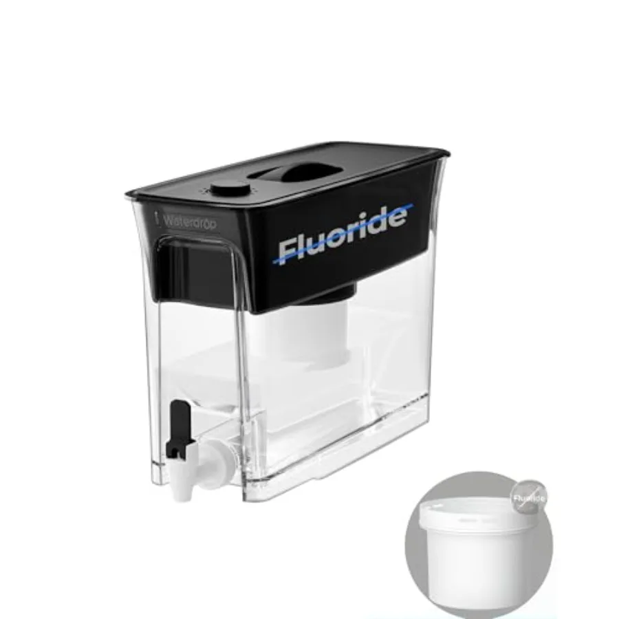 

Большой диспенсер для фильтров для воды уменьшает хлор из фторида 90+ и более длительного срока действия 150 галлонов, 35 чашек, не содержит BPA, черный, с 1 фильтром