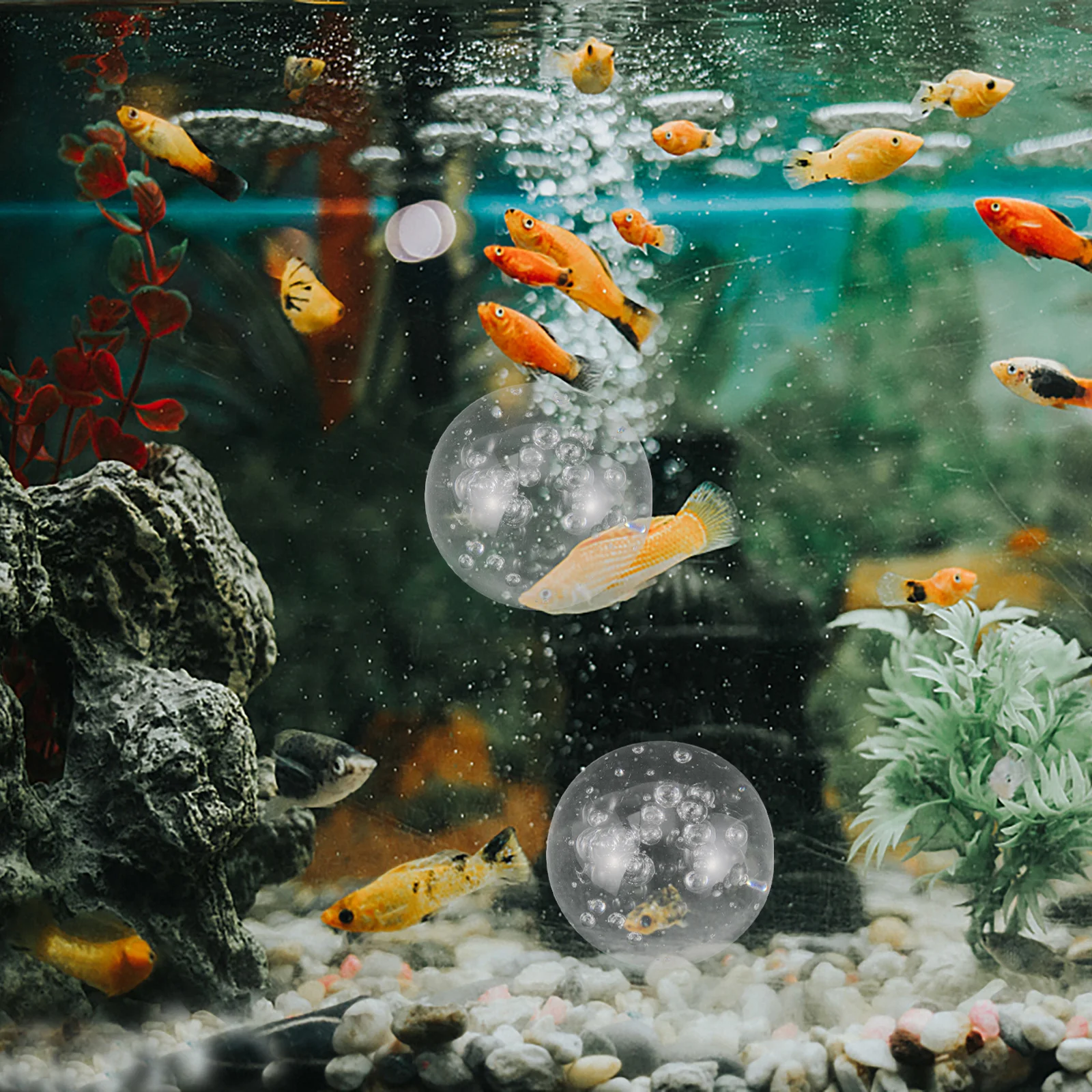 

2Pcs Fountain Glass Balls Bubble Design Decorative Orbs for Aquarium Rockery Desktop Centerpiece Indoor Outdoor Water Feature