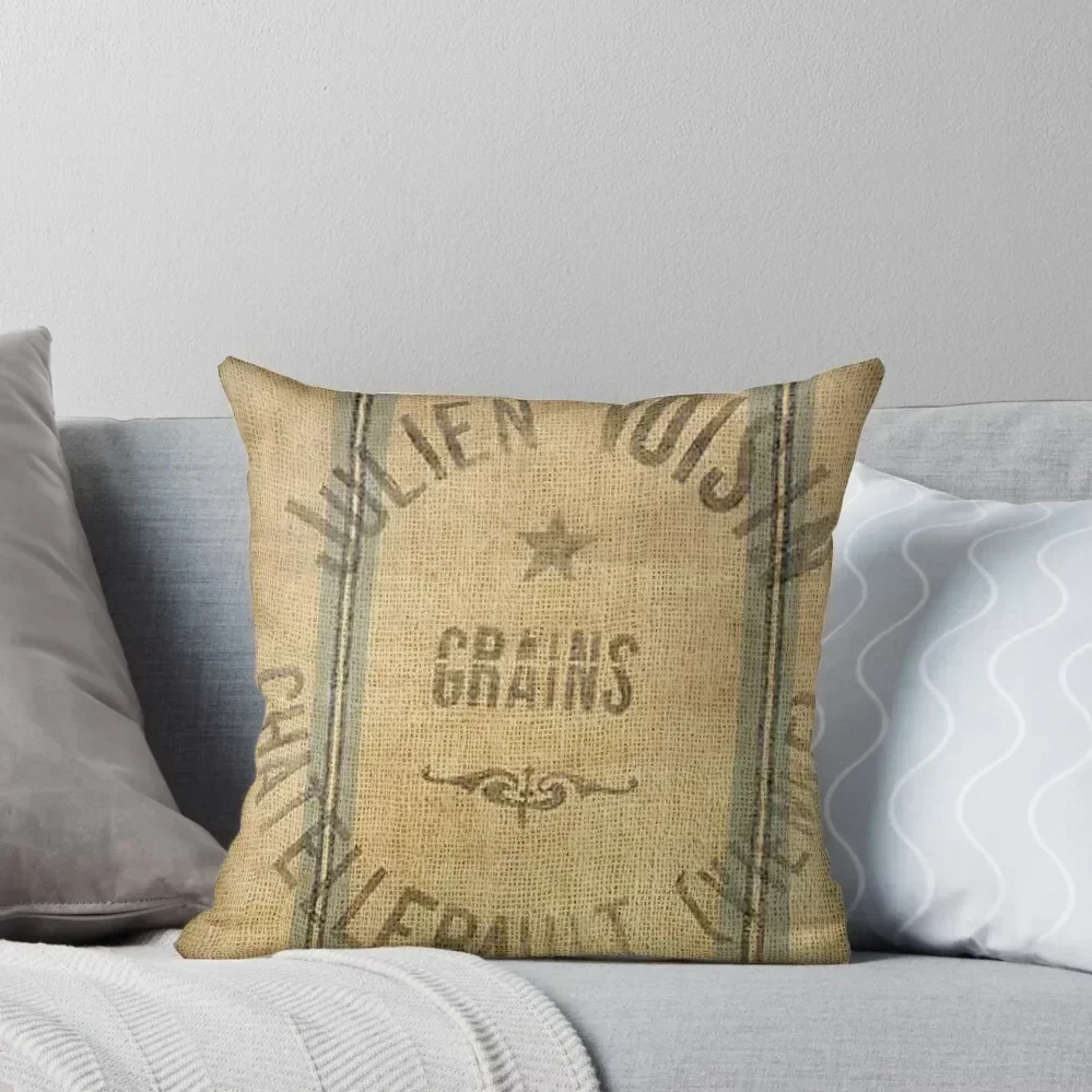 

Bonjour ! - Faux Grain Sack [distressed 1] Throw Pillow Christmas Throw Pillows Covers pillow cover luxury pillow