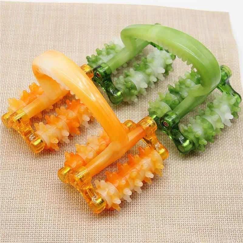 

Портативный пластиковый роликовый массажер ABENUOR Love Care для ног и всего тела, ручной, в форме луны