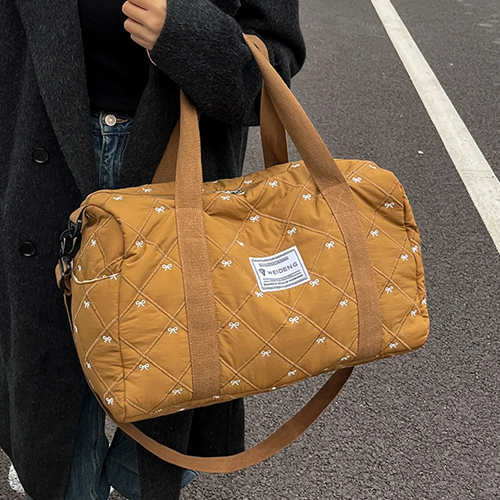 

Дорожные сумки большой вместимости с бантом, водонепроницаемая сумка-тоут, дорожные спортивные сумки, женские спортивные сумки для йоги и фитнеса с отделением для обуви