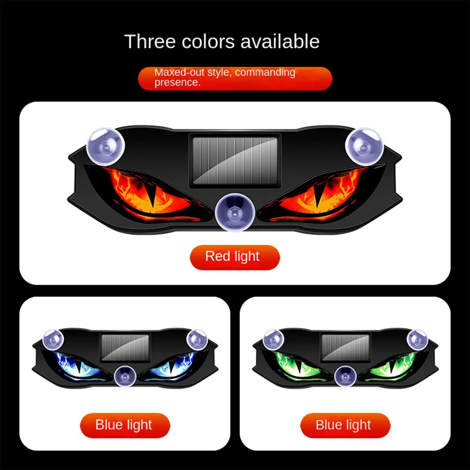 Solar Devil Eye LED Anti-Theft Warning Light With Suction Cup Light Sensing Function Car Rear Windshield Flashing Ambient Lamp