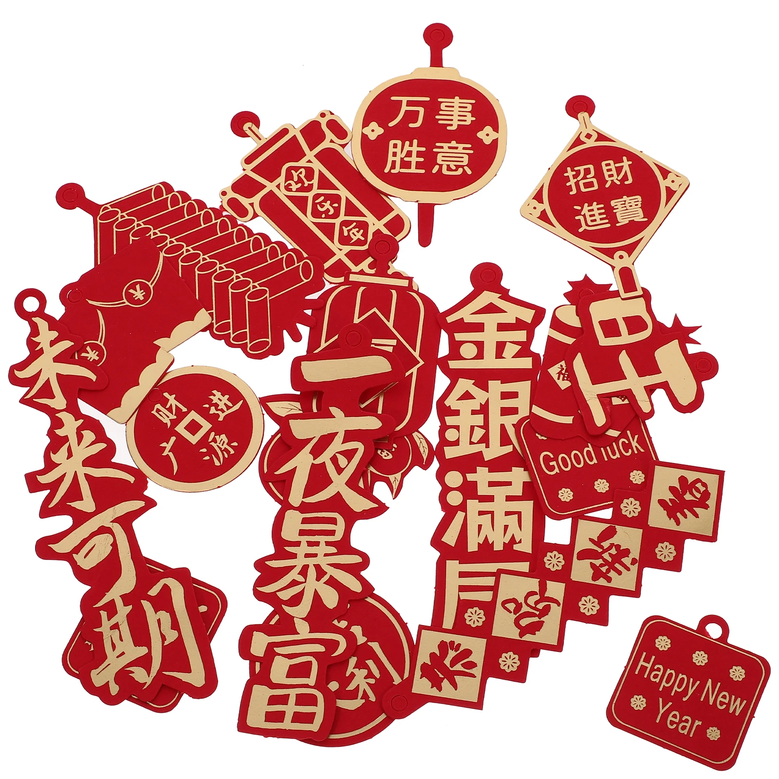 

2024 God of Wealth Potted Hanging nament 18pcs Home Decor Spring Festival Supply Reusable Safe Materials Novel Pendants