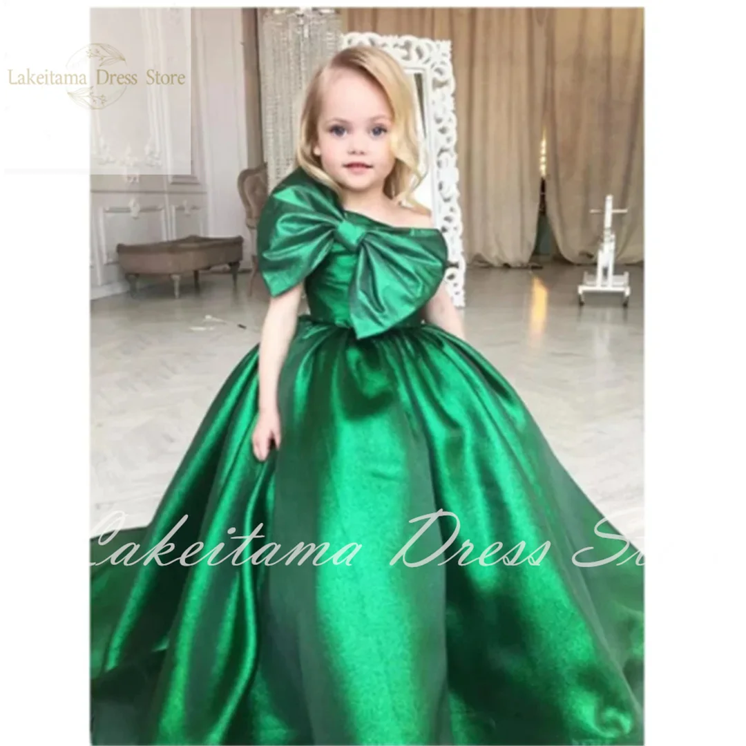 Robe de demoiselle d'honneur pour mariage, en satin, avec nœud, pour fête d'anniversaire, première communion, pour enfant