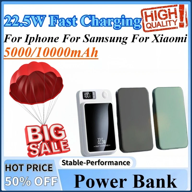 

5000/10000mAh Power Bank Magnetic Wireless 22.5W Ultra Capacity Super Fast Charging Power Bank For Iphone For Samsung For Xiaomi