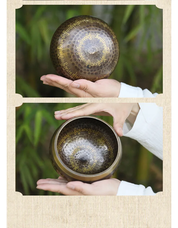 Handmade Chanting Bowl Copper Chime Turning Bowl Home Ornament New Sutra Yoga Meditation Sound Healing Buddha Sound Bowl