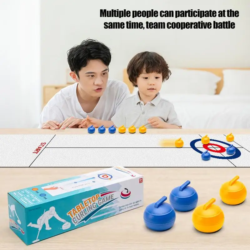 8PCS/set Foldable Mini Curling Table Curling Ball Tabletop Curling Game For Kid Adult Family School Travel Tabletop Culing Game