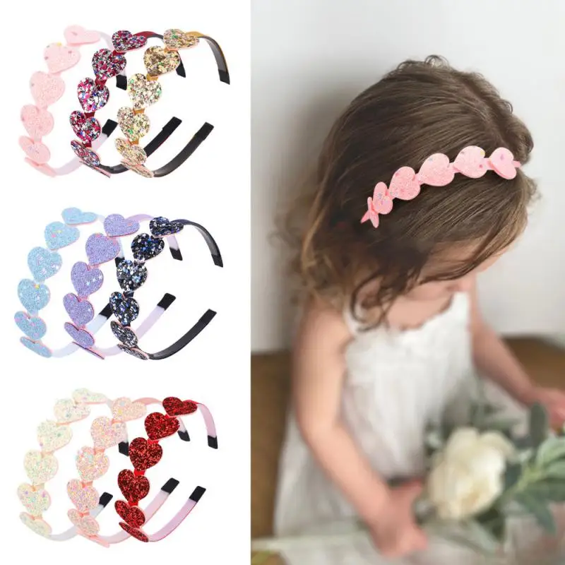 Heart Shape Hair Hoop Fashion Girls Shiny Hair Band Candy Color Stars Headbands Cute Princess Hair Accessories For Kids Gift