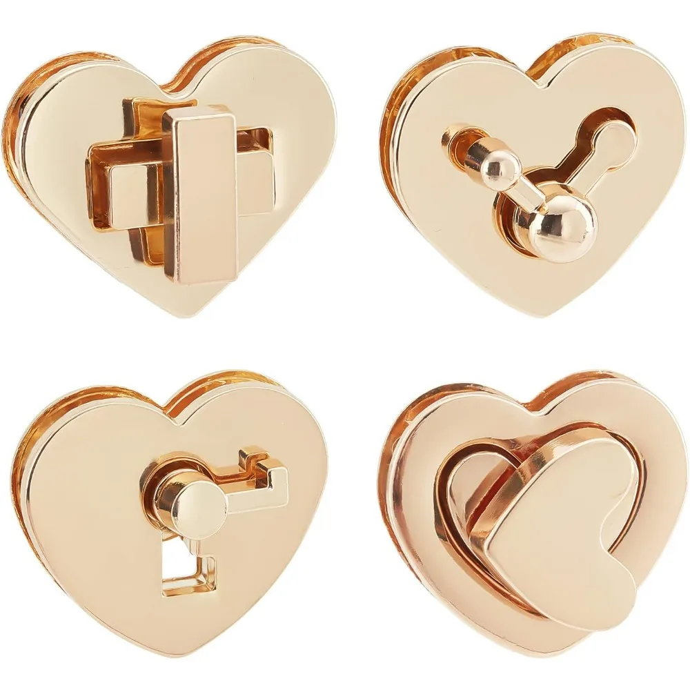 4 Styles Purse Twist Lock Clasp, Heart Bag Turn Lock Fasteners Handbag Closure Metal Clip Buckles Alloy Clutches Latches