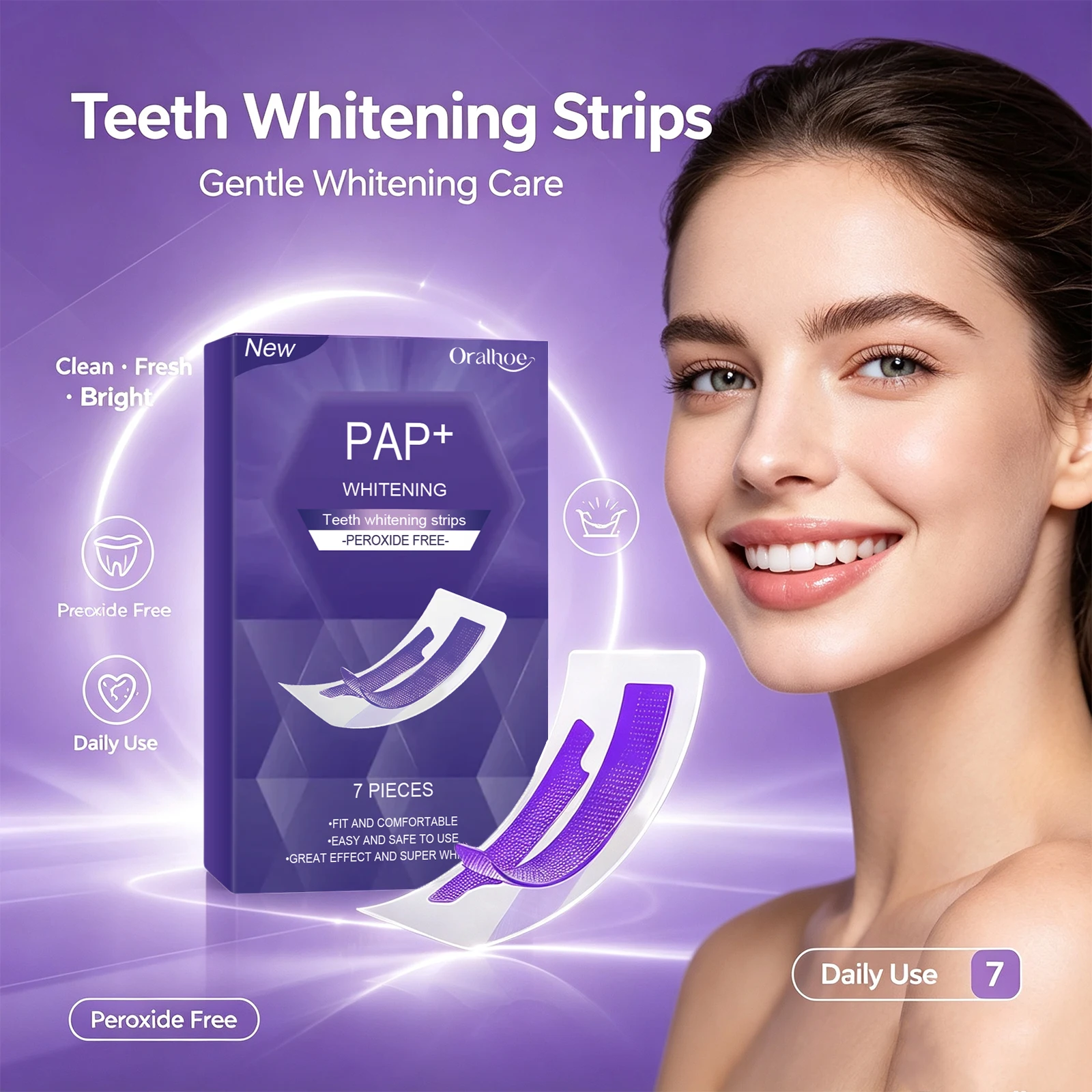 Teeth Whitening Strips Eliminate Yellow Coffee Tea Wine Tooth Bleaching Strips,Fresh Breath Peroxide Free Teeth Brightening Tool