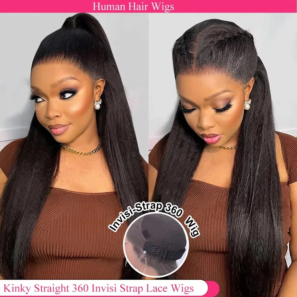Parrucca frontale in pizzo 360 con capelli umani, 4C Kinky, bordi lisci, cinturino invisibile, parrucca in pizzo HD completa, parrucca in capelli umani Kinky Straight, parrucca frontale in pizzo con