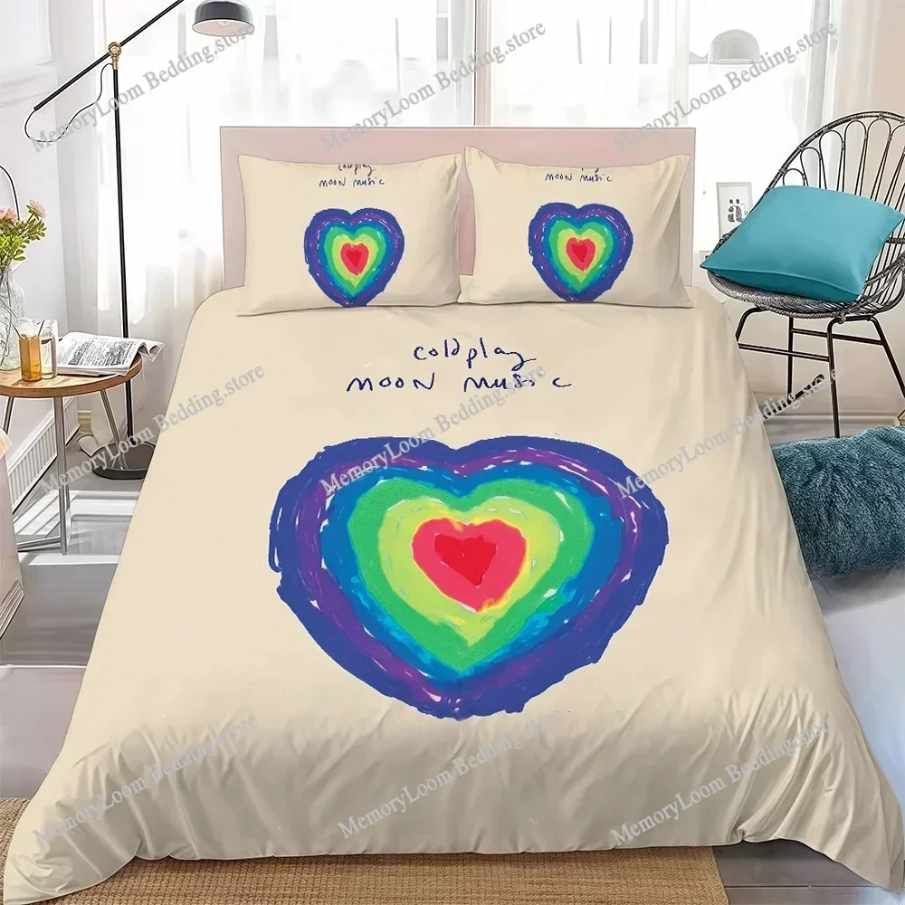 Rock Band C-Coldplay Moon Music Duvet Cover Set Home Style Bedding Soft Laundry Cotton Bed Student Dormitory Gift Home Textile02