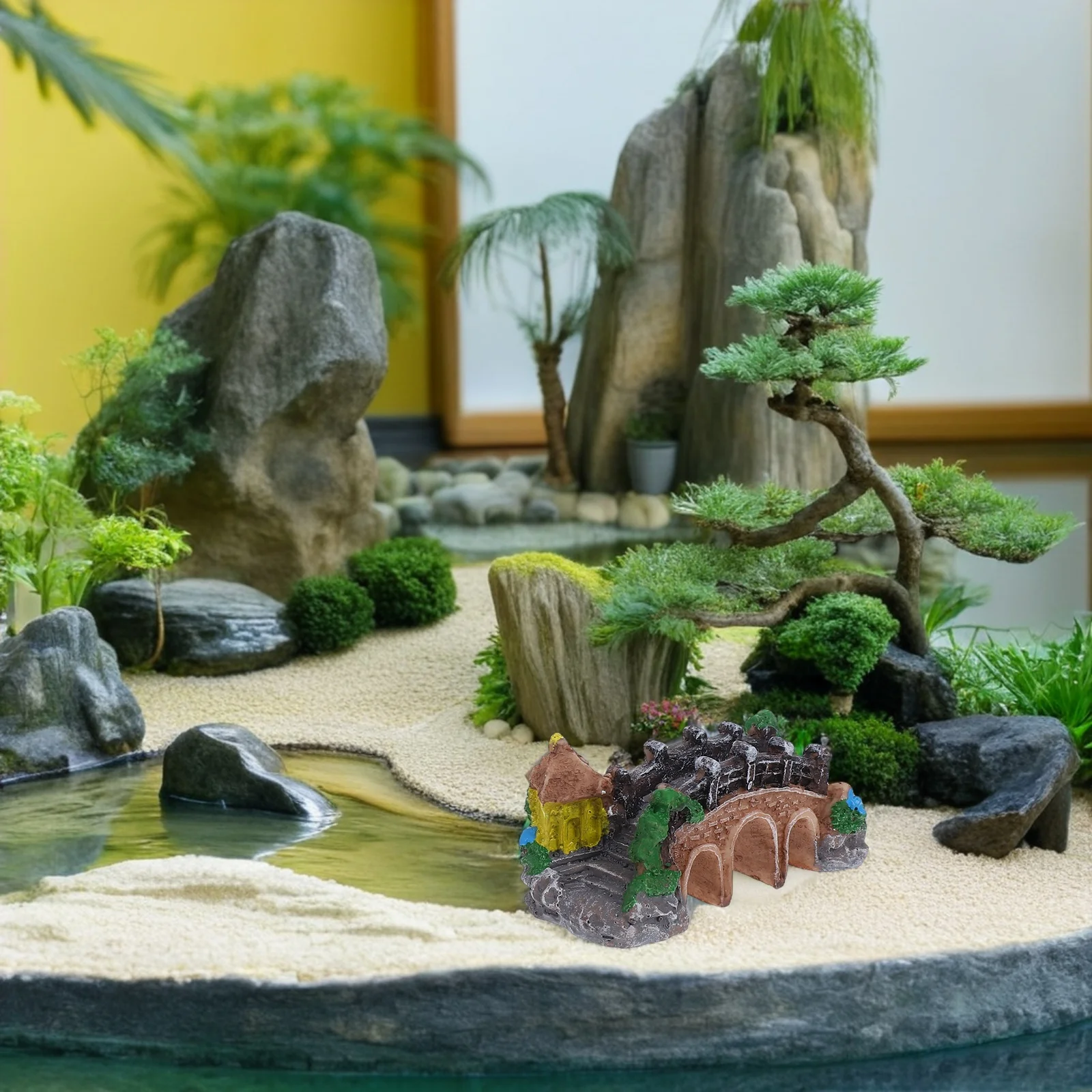 

2 Pcs Retro Bridge Ornaments Vintage Decor Fairy Garden Accessories House Resin Bridges for Outdoors