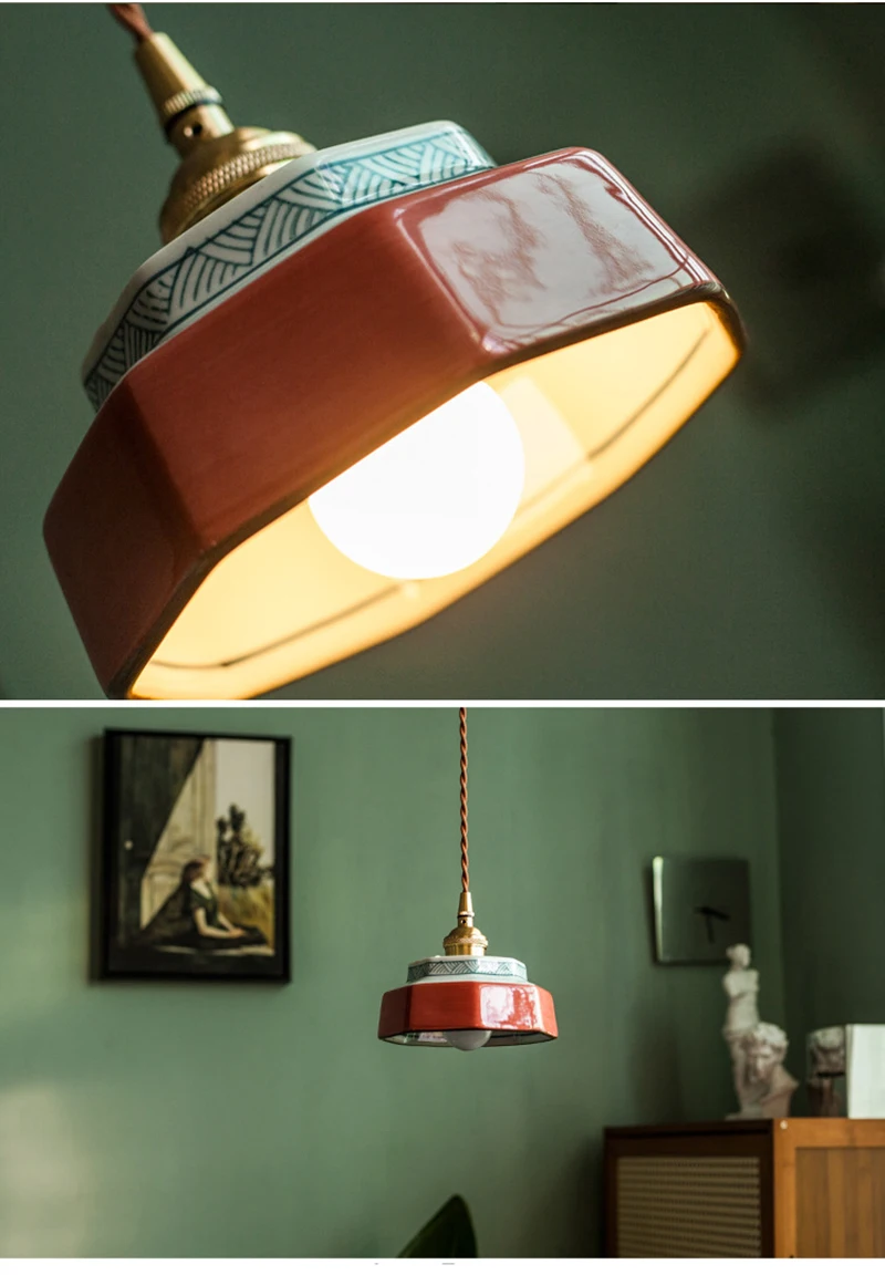 Vintage Ceramic LED Pendant Light Cafe Loft Dining Room Bedside Home Decor Japanese Chandelier Hanging Lamp Luminaire Kitchen