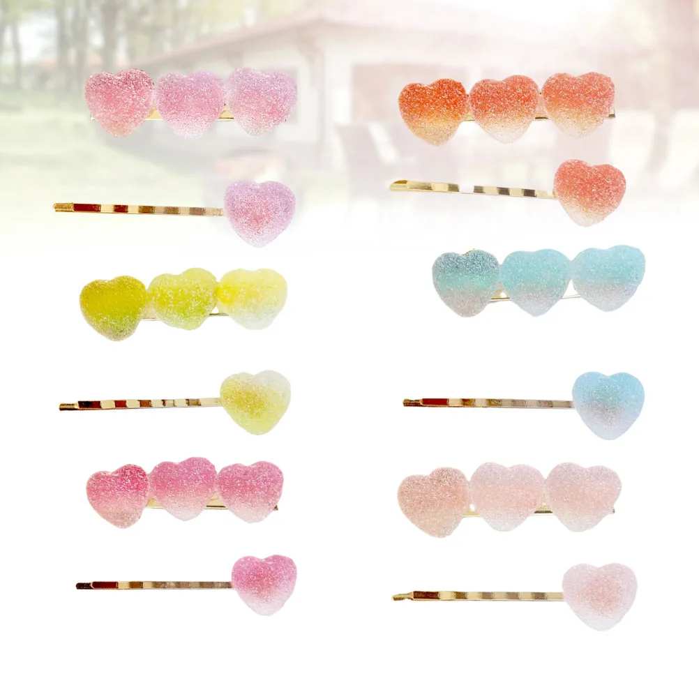

12 Pcs Heart Hair Clips Women Accessories Sweets Hairpin Bobby Pins Girls Japanese Style Long Lasting Travel Friendly Durable