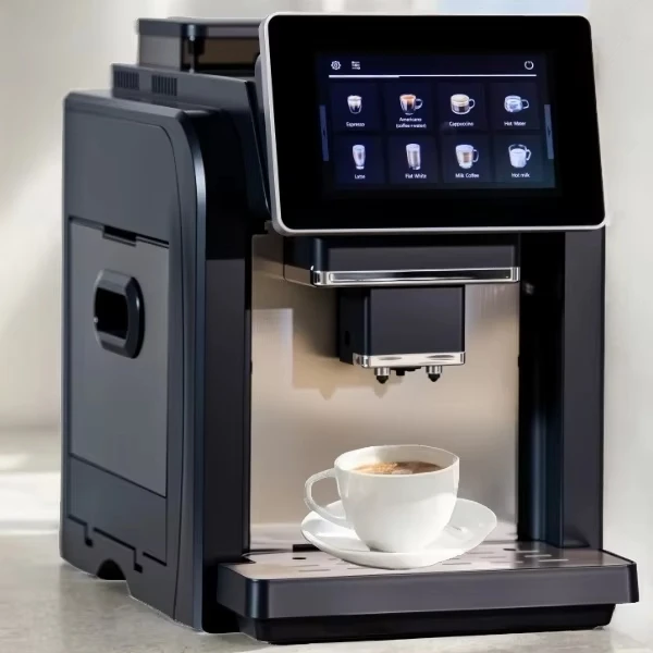 ماكينة اسبريسو ذكية من الفولاذ المقاوم للصدأ 2025 - ماكينة صنع القهوة الأوتوماتيكية بقدرة 15 بار مع شاشة تعمل باللمس، رغوة الحليب ونظام سهل التنظيف