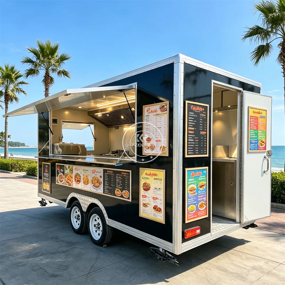 Street Kitchen Taco Burger Coffee Food Truck Mobile Kitchen Trailer Custom Concession Trailer With Custom Equipment