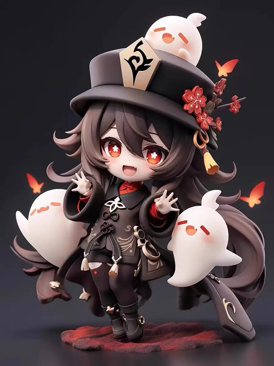 17cm Genshin Impact Hu Tao Ganyu Action Figure Pvc Cute Kawaii Girl Series Anime Characters Collection Desktop Display Gift Toys