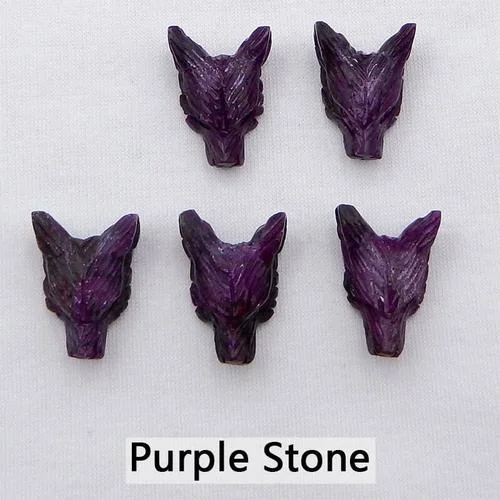 Customized Jewelry Carved Wolf Head Natural Stone Side Drilled Necklace Pendant Bead 1Pcs 23mm Fashion Jewelry Fine Jewelry