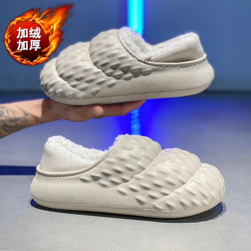 Guys Plush Lined Ankle Snow Footwear Slip On Design Arch Support Cushion Outsole Winter Daily Commute Footwear