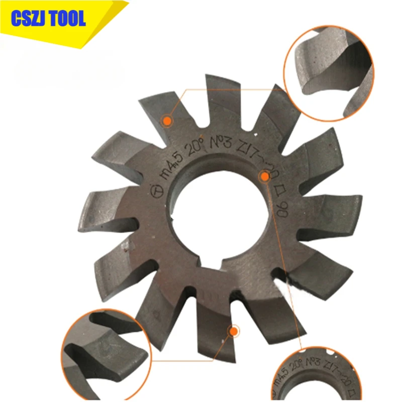 CSZJ 8PCS M0.4/M0.5/M0.6/M0.7/M0.8/M1.5/M2/M3/M4 Modulus PA20 degrees NO.1-NO.8 HSS Gear Milling cutter Gear cutting tools