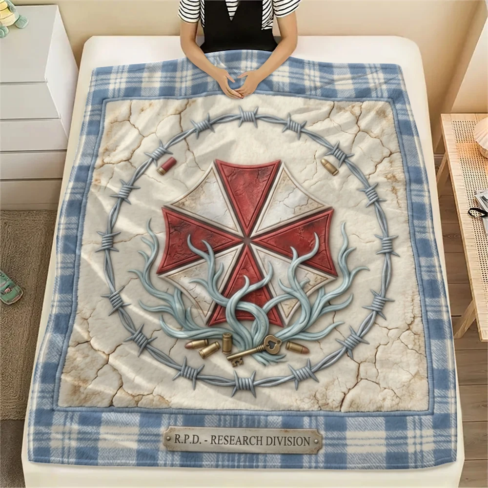 Resident Evil Flannel Blanket Cute Printed Pattern Great For Sofa Bedroom Chair Bed Picnic Travel -HE84